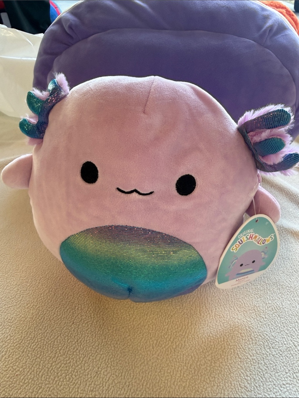 Squishmallows Purple Axolotl with Teal Iridescent Belly